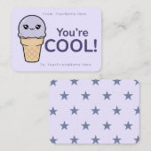 Ice Cream Valentine Classroom Card – You’re Cool Notitiekaartje (Voorkant / Achterkant)