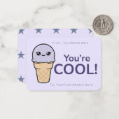 Ice Cream Valentine Classroom Card – You’re Cool Notitiekaartje (Voorkant / Achterkant in situ)