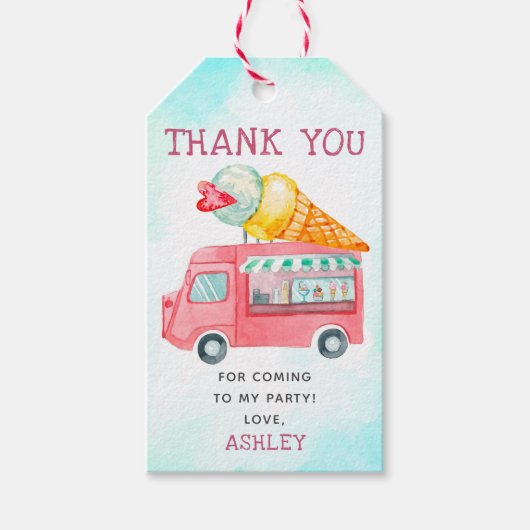 Ice Cream Verjaardag Dank u Cadeaulabel (Voorkant)