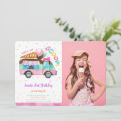Ice Cream Verjaardag Foto uitnodiging (Staand voorkant)