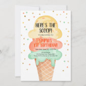 Ice Cream Verjaardag Hier is de Scoop Party Zomer Kaart (Voorkant)