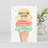 Ice Cream Verjaardag Hier is de Scoop Party Zomer Kaart (Staand voorkant)