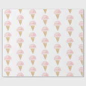 Ice Cream Verjaardag Kerstmis Partij Wrapping Papi Cadeaupapier (Vlak)