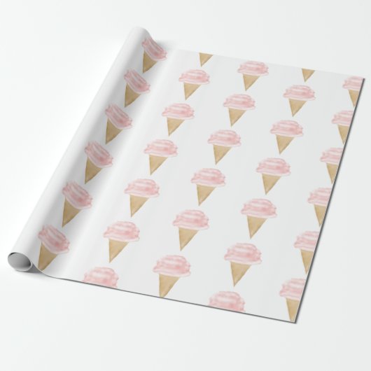 Ice Cream Verjaardag Kerstmis Partij Wrapping Papi Cadeaupapier (Uitgerold)