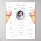Ice Cream Verjaardag Mijlpaal teken, Baby Stats Poster (Voorkant)