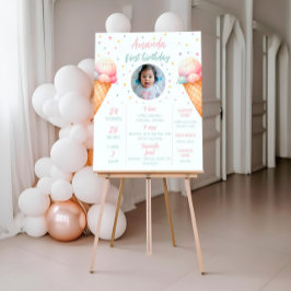 Ice Cream Verjaardag Mijlpaal teken, Baby Stats Poster