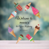 Ice Cream Verjaardag Pool Summer Party Acryl Bord (Neutraal)