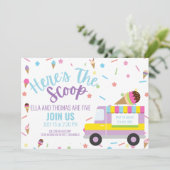 Ice Cream Verjaardag Sibling Verjaardag Twin Verja Kaart (Staand voorkant)