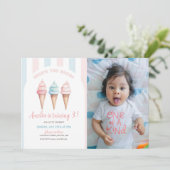 Ice Cream Verjaardag uitnodigen, hier is de scoop Kaart (Staand voorkant)