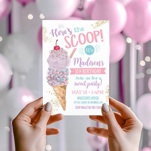 Ice Cream Verjaardag uitnodiging, Hier is de Scoop Kaart