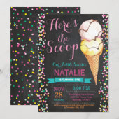 Ice Cream Verjaardag Uitnodiging Zomer Krijtbord (Voorkant / Achterkant)