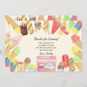 Ice Cream Verjaardagsfeestje Dank u kaart (Voorkant / Achterkant)
