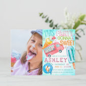 Ice Cream verjaardagsfeestje foto Kaart (Staand voorkant)