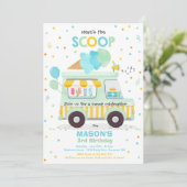 Ice Cream verjaardagsfeestje Ice Cream Truck Verja Kaart (Staand voorkant)