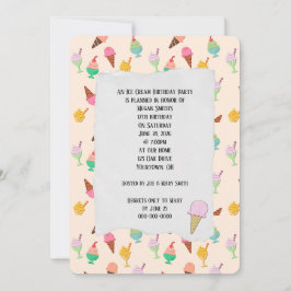 Ice Cream verjaardagsfeestje kegels uitnodiging