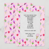 Ice Cream verjaardagsfeestje kegels uitnodiging (Voorkant / Achterkant)