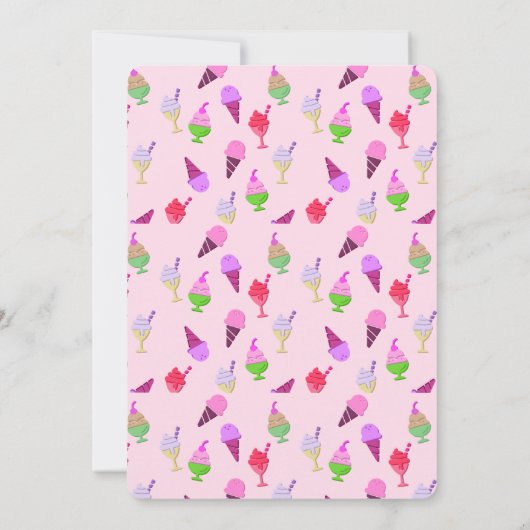Ice Cream verjaardagsfeestje kegels uitnodiging (Achterkant)