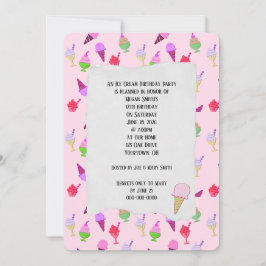 Ice Cream verjaardagsfeestje kegels uitnodiging