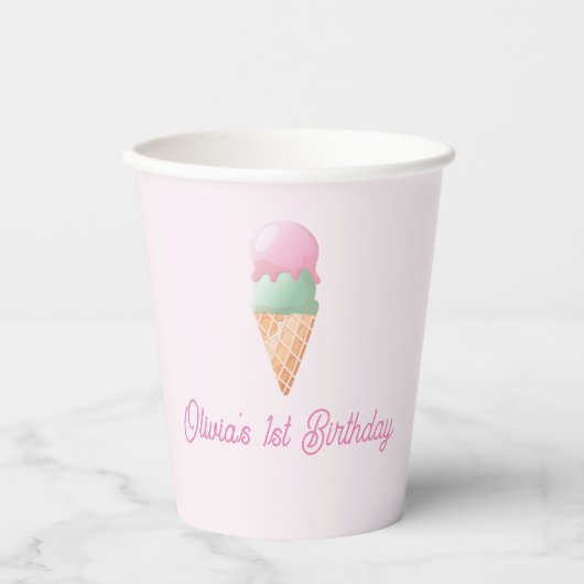 Ice Cream Verjaardagsfeestje Papier Cups Papieren Bekers (Voorkant)