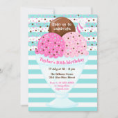 Ice Cream Verjaardagsfeestje Roze en Turquoise Kaart (Voorkant)