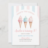 Ice Cream verjaardagsuitnodiging, hier is de scoop Kaart (Voorkant)