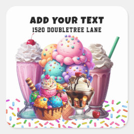 ICE CREAM VIERKANTE STICKER