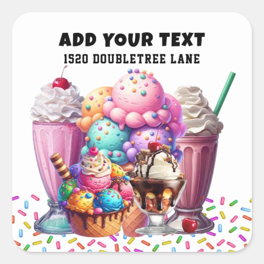 ICE CREAM VIERKANTE STICKER (Voorkant)