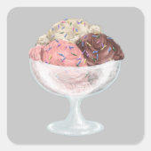 Ice Cream Vierkante Sticker (Voorkant)