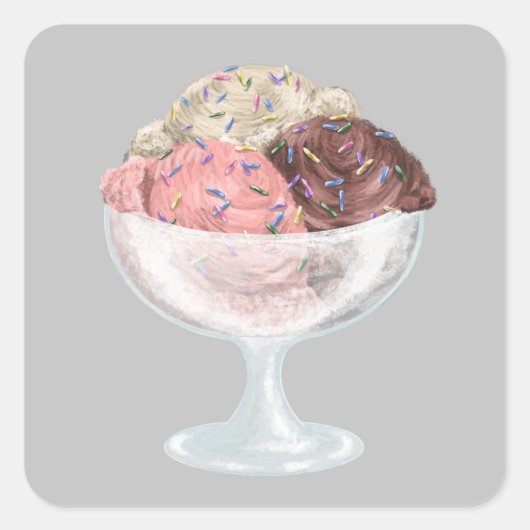 Ice Cream Vierkante Sticker (Voorkant)