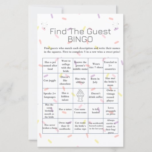 Ice Cream Vind het Guest Vrijgezellenfeest Bingo s (Voorkant)