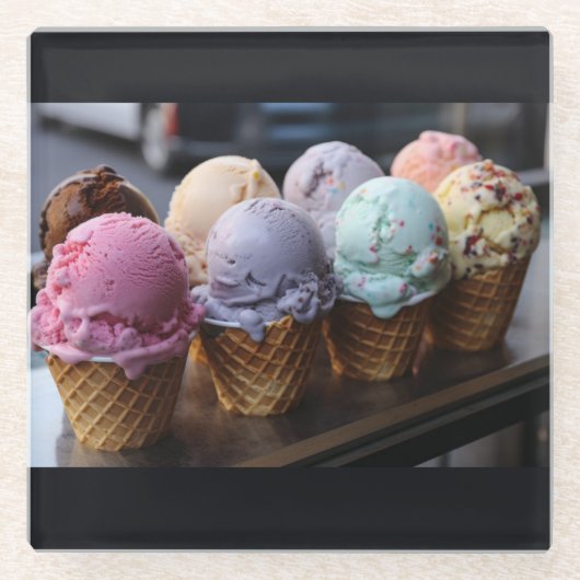 Ice Cream Vlucht Glazen Onderzetter (Voorkant)
