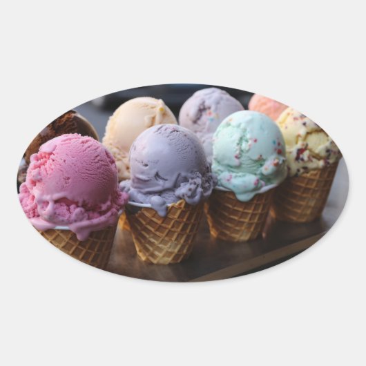 Ice Cream Vlucht Ovale Sticker (Voorkant)