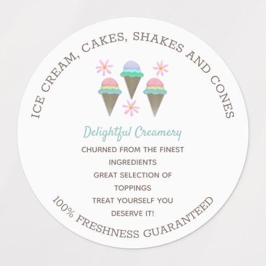 Ice Cream Voedsel Etiketten Labels (Design 1)
