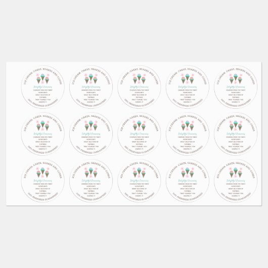 Ice Cream Voedsel Etiketten Labels (Vel)