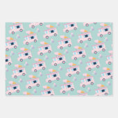 Ice Cream Vrachtwagen en Kegels Verjaardagsfeest Inpakpapier Vel (Voorkant)