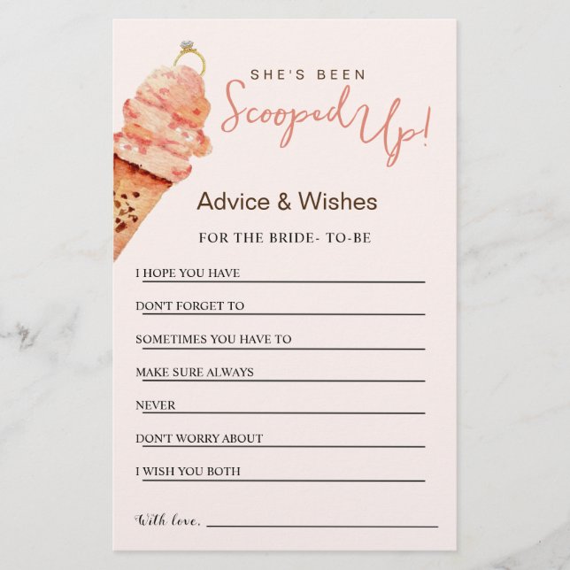 Ice Cream Vrijgezellenfeest Advice & Wishes card (Voorkant)