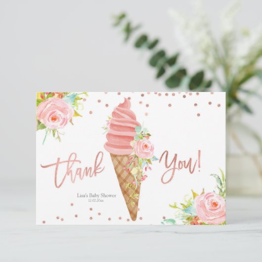 Ice Cream Vrijgezellenfeest Hartelijk dank Bedankkaart (Staand voorkant)