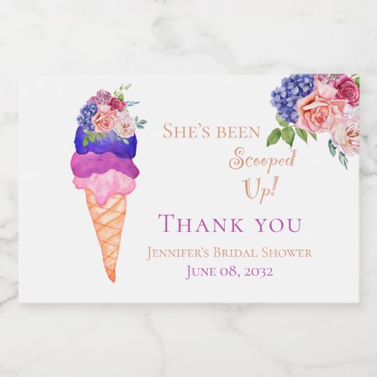 Ice Cream Vrijgezellenfeest Ze is opgegraven Dank Sparkling Wijnetiket (Enkel label)