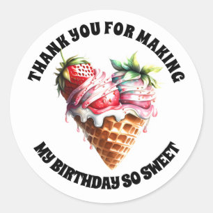 Ice cream wafel kegel aardbei toppings kinder ronde sticker