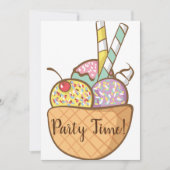 Ice Cream Waffle Cone Party nodigt uit Kaart (Voorkant)