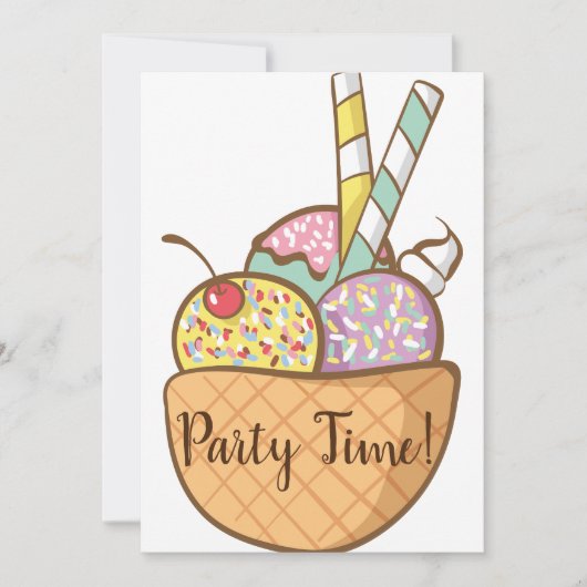 Ice Cream Waffle Cone Party nodigt uit Kaart (Voorkant)