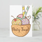 Ice Cream Waffle Cone Party nodigt uit Kaart (Staand voorkant)