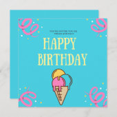 Ice Cream Waffle Happy Birthday Kaart (Voorkant / Achterkant)