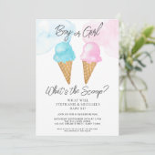 Ice Cream Wat is de Scoop Gender Reveal Party Kaart (Staand voorkant)
