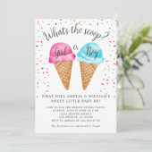 Ice Cream Wat is de Scoop Gender Reveal Party Kaart (Staand voorkant)