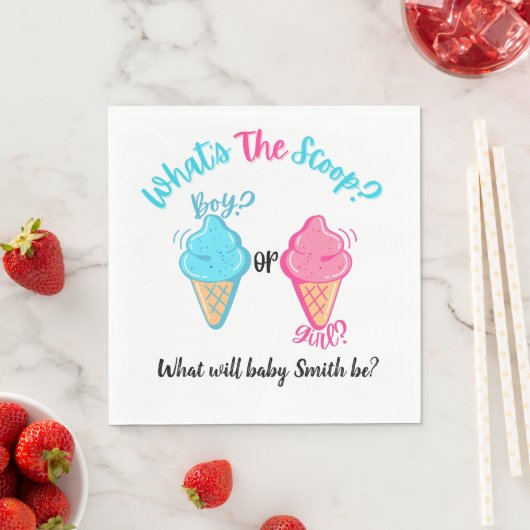 Ice Cream Wat is de Scoop Gender Reveal Servet (Insitu)
