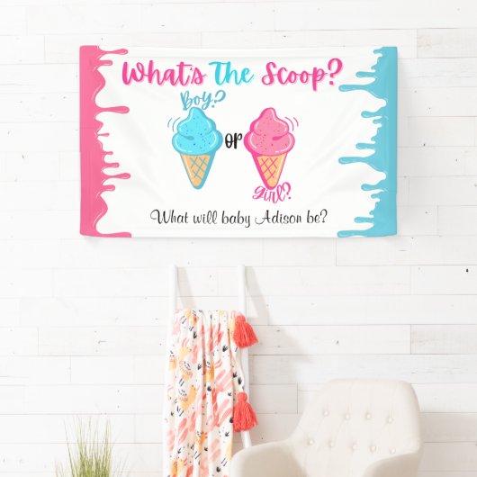 Ice Cream Wat is de Scoop Gender Reveal Spandoek (Insitu)