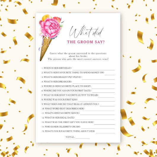 Ice cream - Wat zei de bruidegom bruidsspel