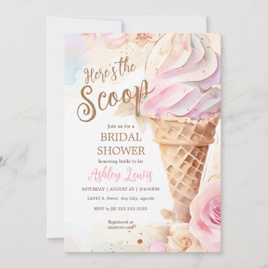 Ice cream waterverf bloemenijsje kegel kaart (Voorkant)