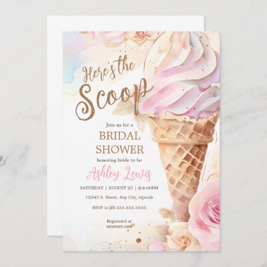 Ice cream waterverf bloemenijsje kegel kaart (Voorkant / Achterkant)